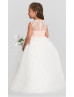 Corded Lace Pleated Chiffon Floor Length Flower Girl Dress